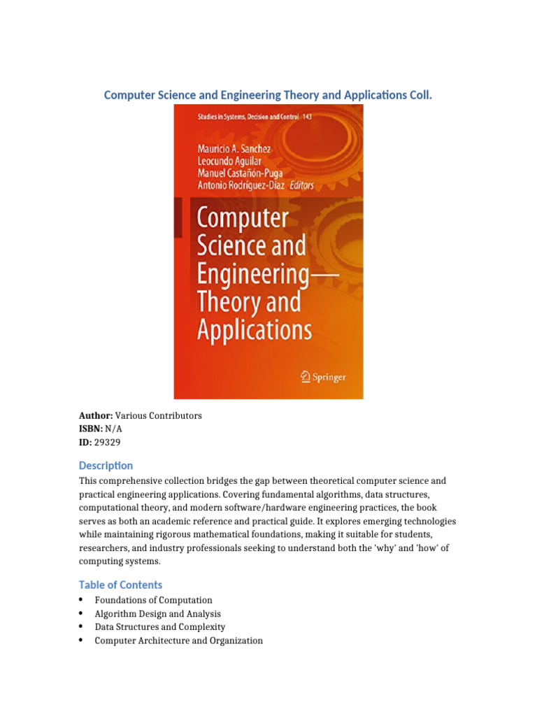 Computer Science and Engineering Theory and Applications Coll. eBook ...