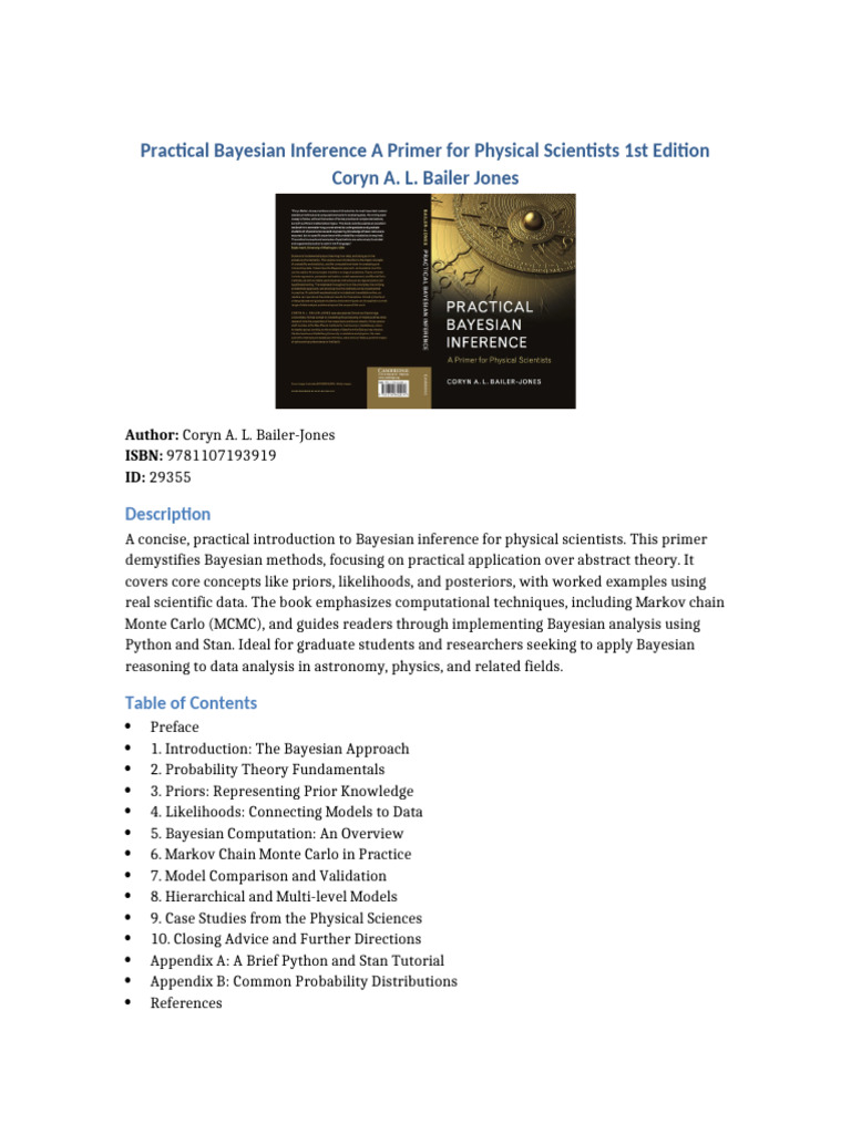 Practical Bayesian Inference A Primer for Physical Scientists 1st ...