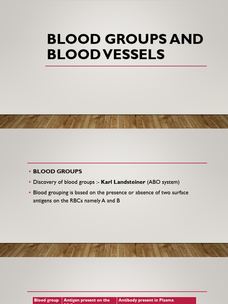 Blood Groups and Blood Vessels | PDF