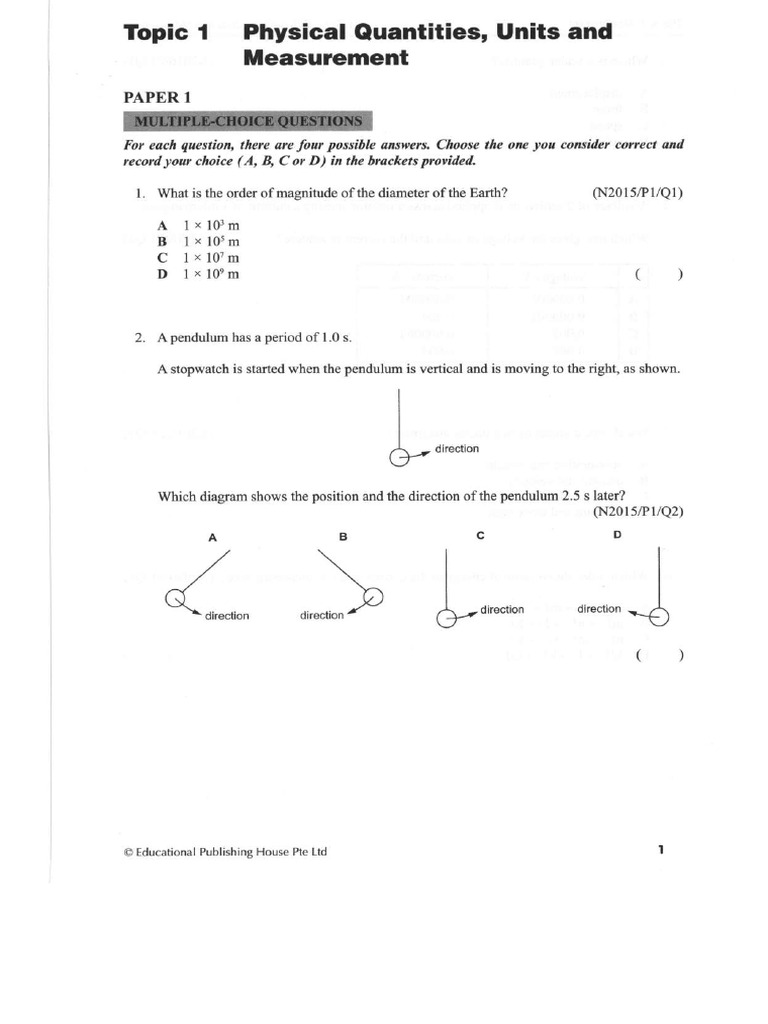 2025 TYS Science Physics Topic 1 Physical Quantities | PDF