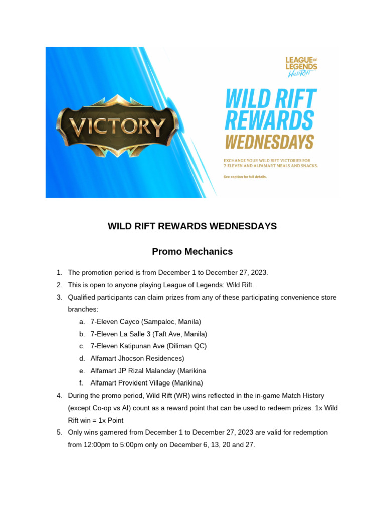 (Wild Rift Rewards Wednesdays) Promo Mechanics | PDF | Foods | Cuisine