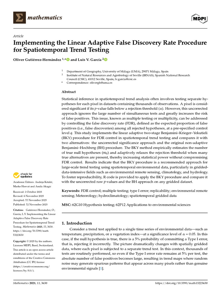 Implementing The Linear Adaptive False Discovery R | PDF