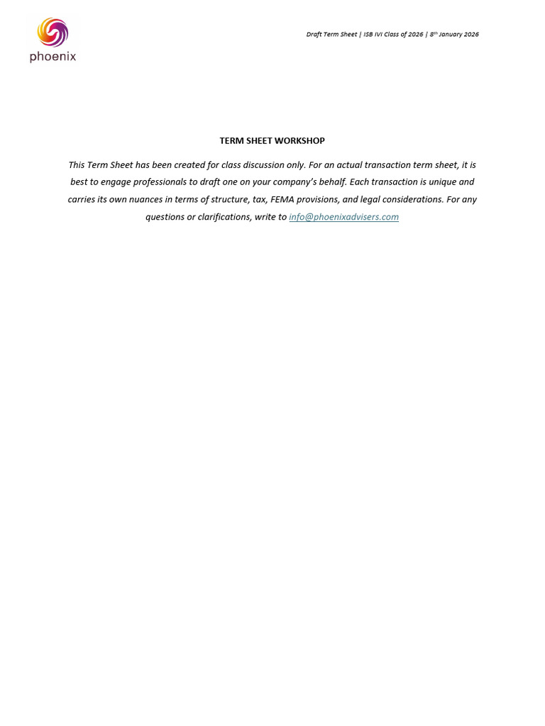 Phoenix Draft Term Sheet | PDF | Arbitration | Securities (Finance)