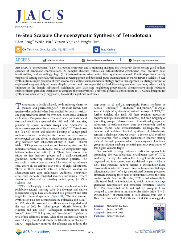 16 Step Scalable Chemoenzymatic Synthesis of Tetrodotoxin | PDF ...