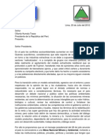 Carta A Ollanta Humala de TyL y La CUT