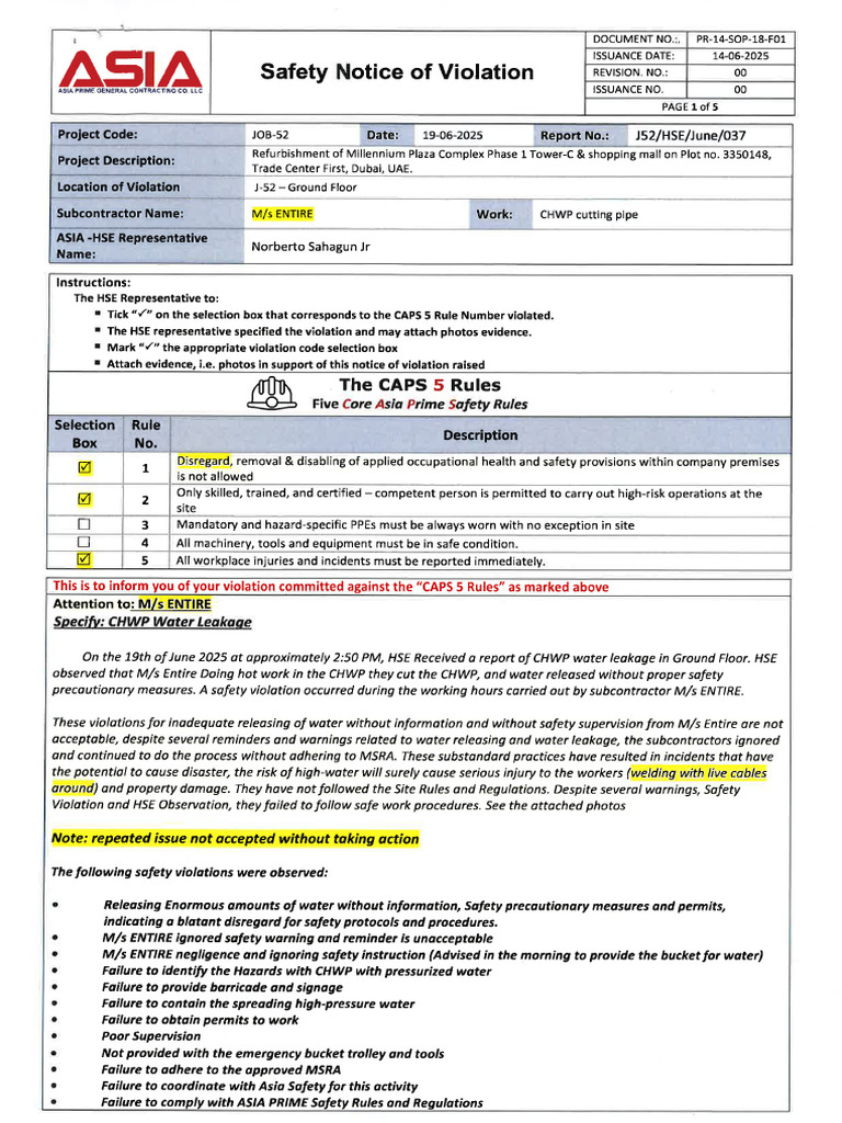 37 Safety Notice of Violation | PDF
