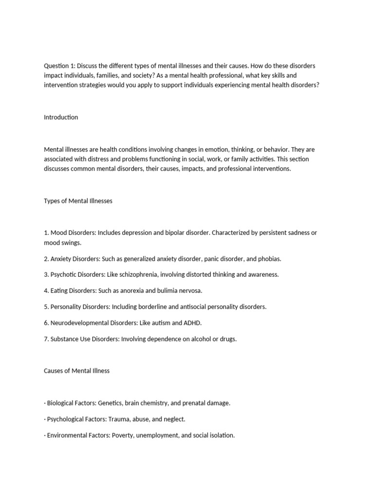 Mental Health Assignment | PDF | Mental Disorder | Neurotransmitter