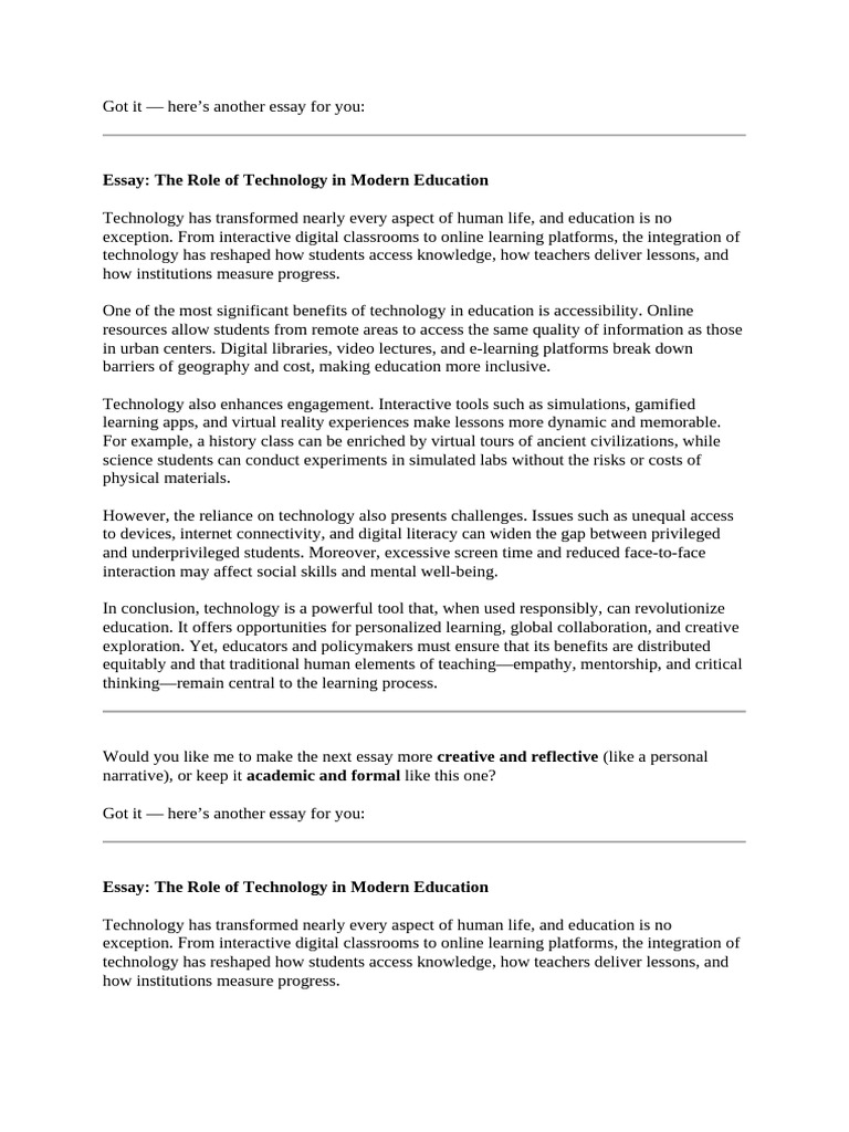 The Role of Technology in Modern Education | PDF | Educational ...