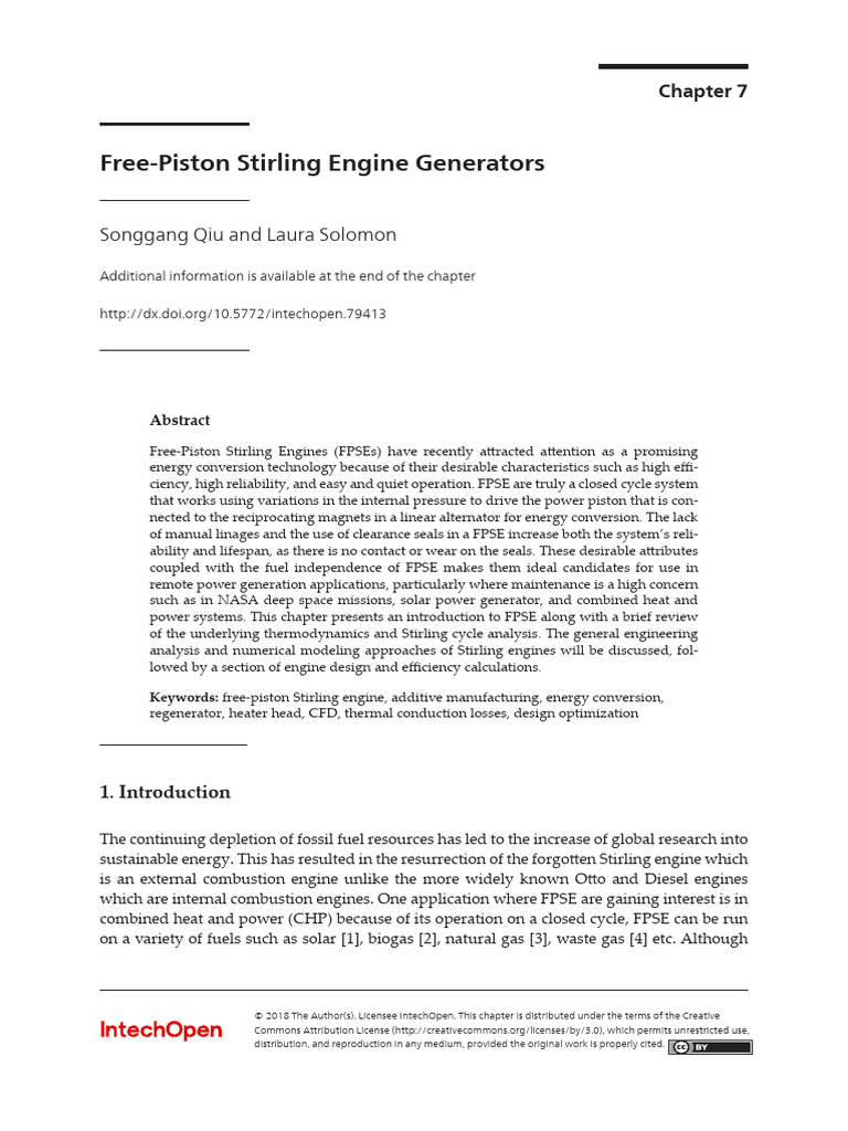 Free-Piston Stirling Engine Generators | PDF | Engines | Heat Exchanger