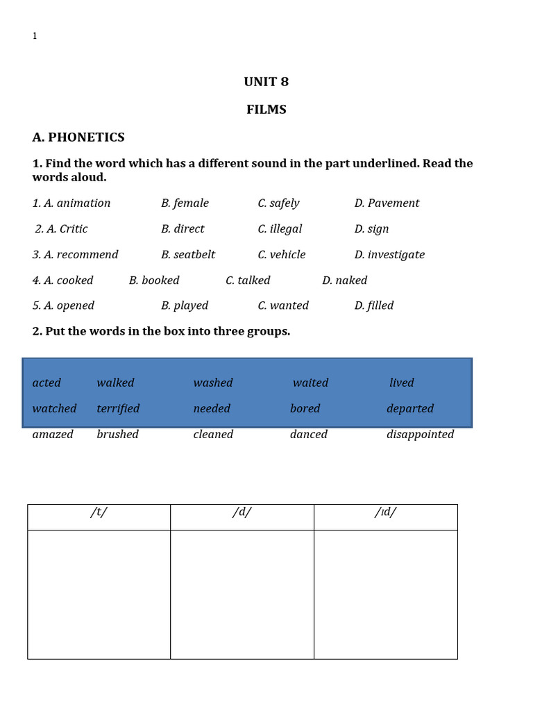 Anh 7 Unit 9 | PDF
