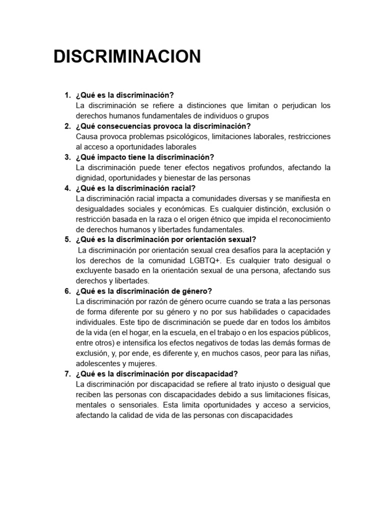 Discrimi Nacion | PDF | Discriminación | Invalidez