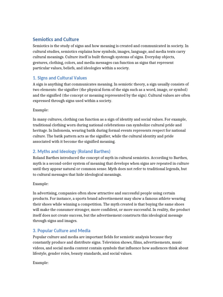 Semiotics and Culture With Examples References | PDF | Semiotics ...