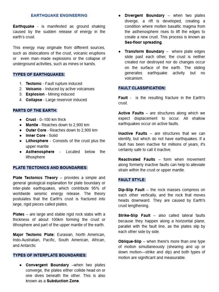 Earthquake Engineering | PDF | Earthquakes | Plate Tectonics