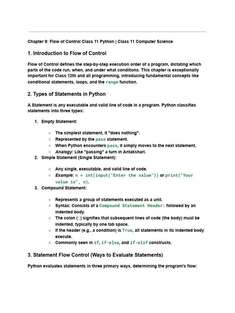 Chapter 9 - Flow of Control Class 11 Python - Class 11 Computer Science ...
