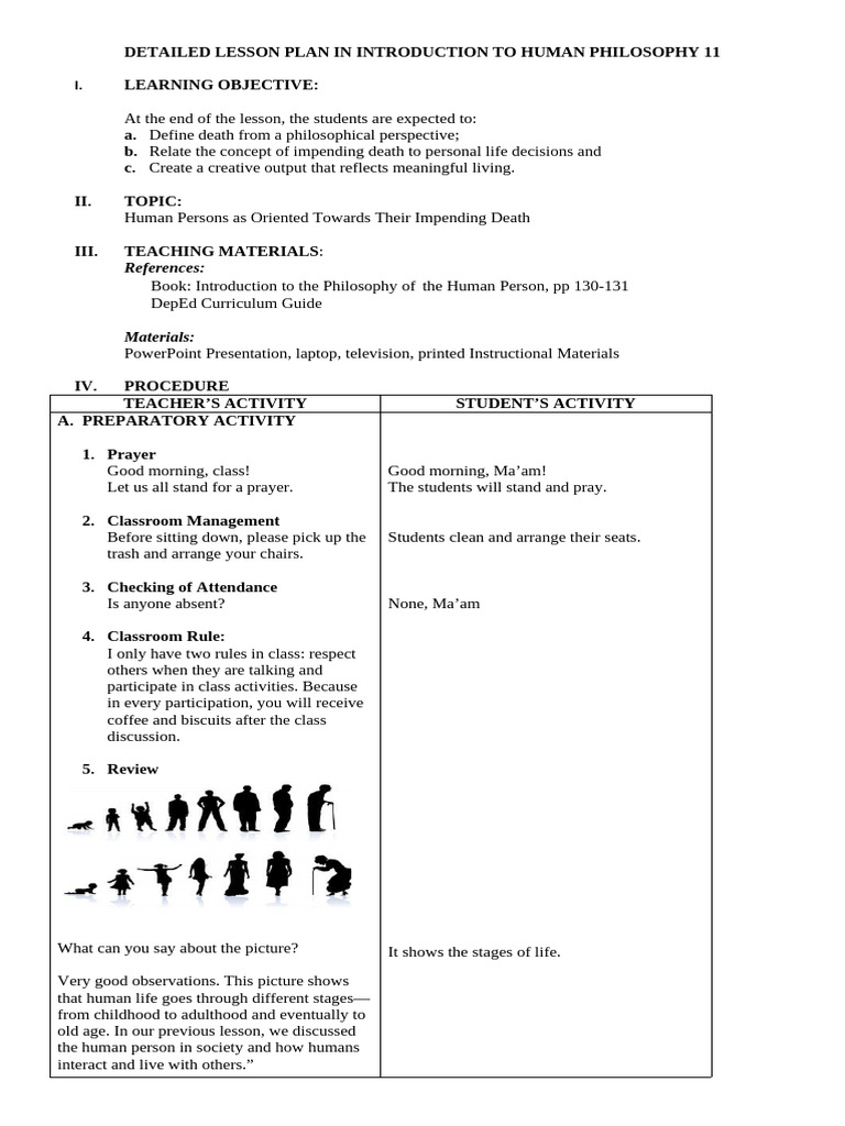 Detailed Lesson Plan in Introduction To Human Philosophy | PDF | Death ...