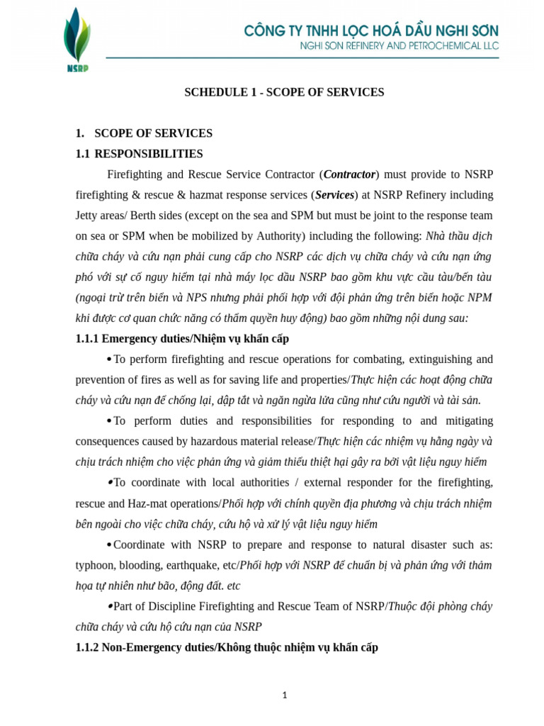 3. Schedule 1- Scope of Service | PDF