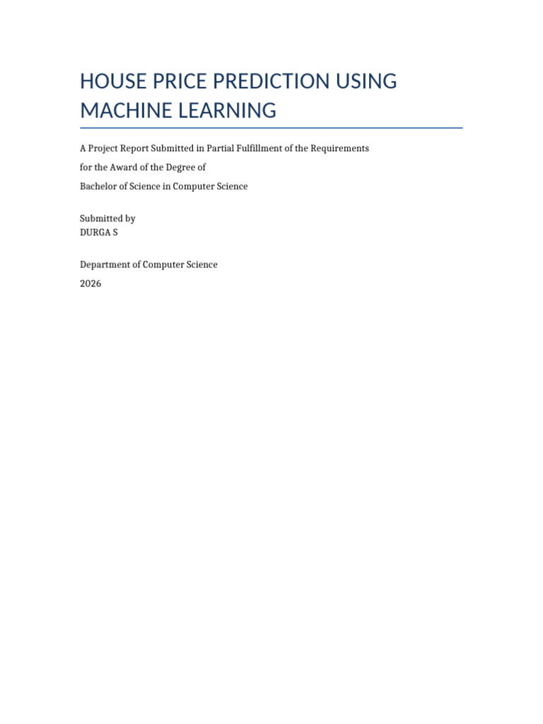 House Price Prediction Project Report | PDF | Errors And Residuals ...
