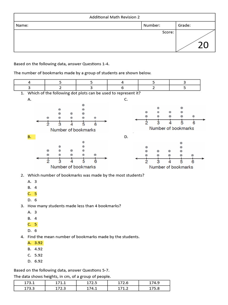 Additional Math Revision 2 Answer | PDF | Chess Openings | Chess