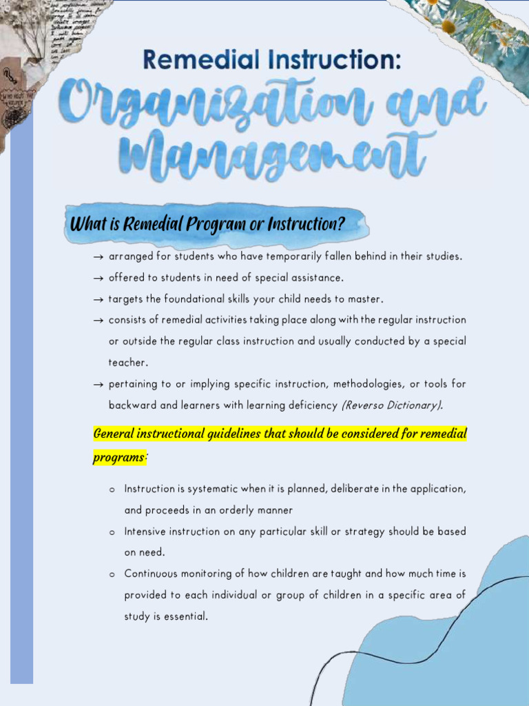 (Lecture) Group 2 - Remedial Instruction - Organization & Management ...