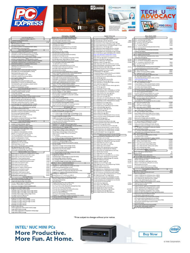 PC Express Dealers Pricelist Feb 21 2022 | PDF | Computer Hardware ...