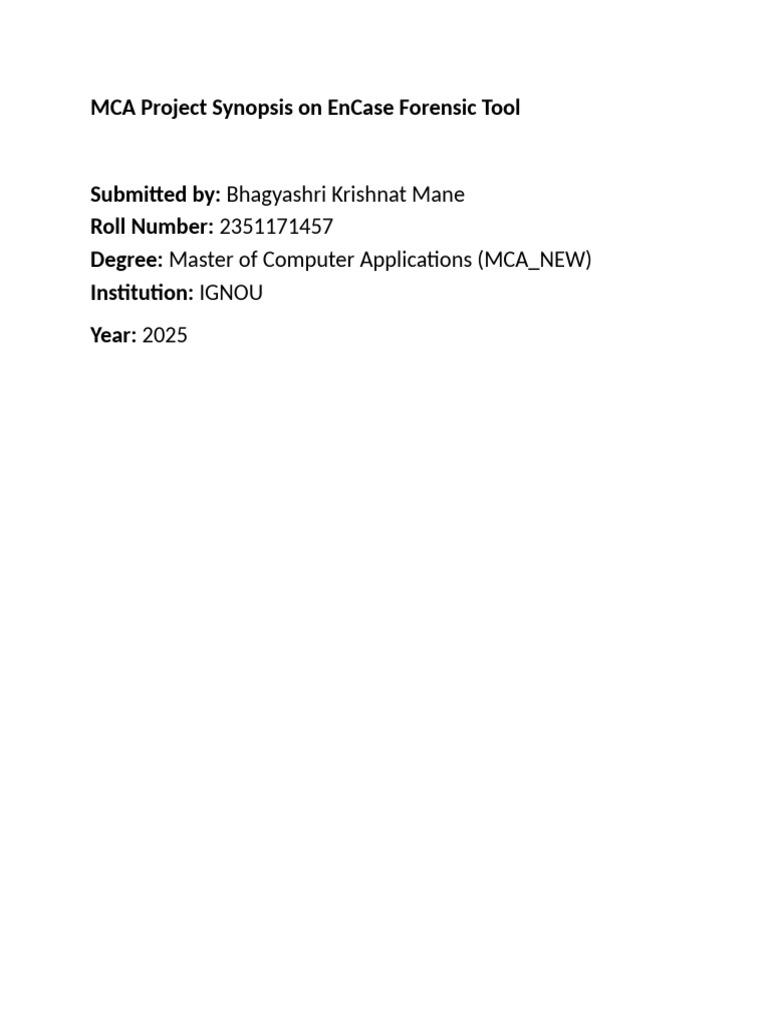MCA Project Report On EnCase Forensic Tool | PDF | Digital Forensics ...