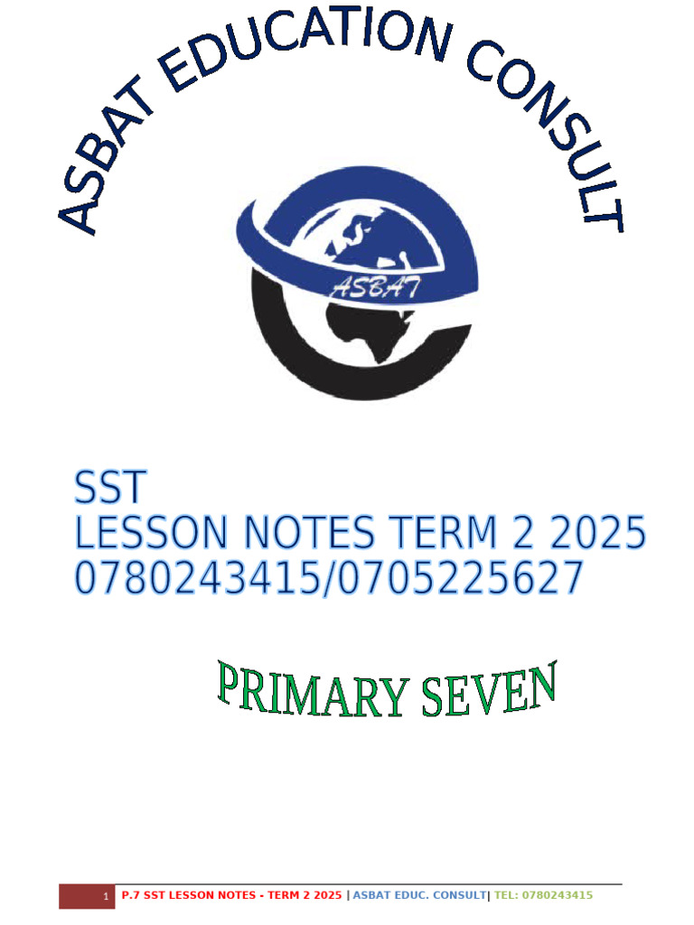 p.7 SST Lesson Notes - Term 2 2024 | PDF | David Livingstone | Africa