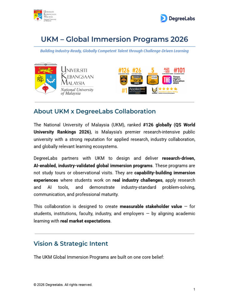 UKM Global Immersion Programs 2026 – Comprehensive Proposal Pack | PDF ...