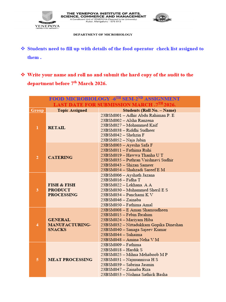 Check List Table | PDF