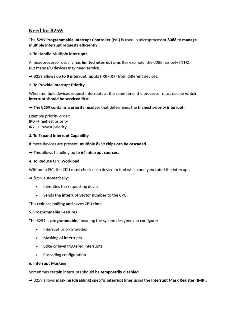 Unit -==-III - Need for 8259 Pic | PDF