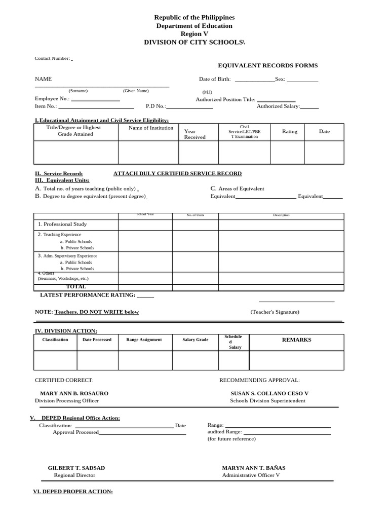 Erf Blank Form | PDF