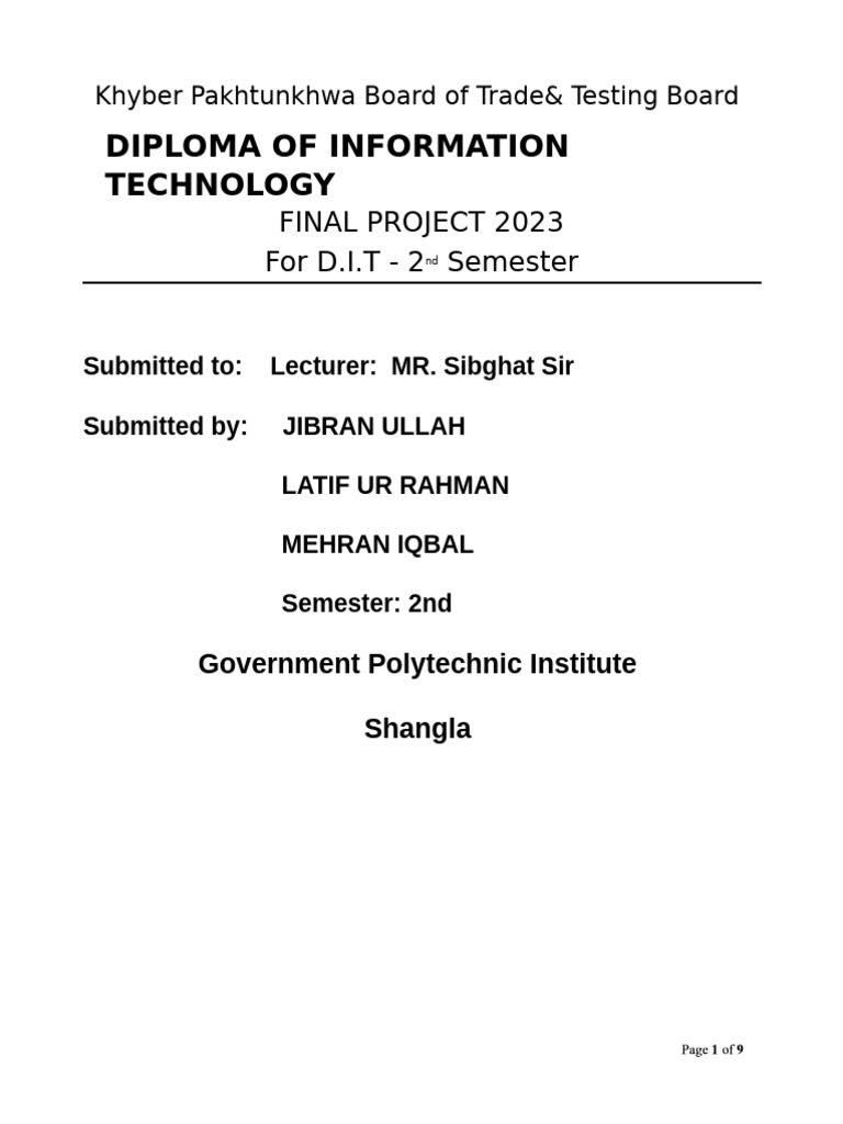 Jibran, Latif, Mehran | PDF | Computer File | Microsoft Word
