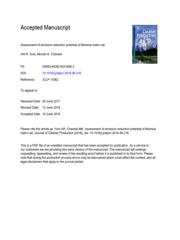 (Sample Size=500) Assessment of Emission Reduction Potential of Mumbai ...