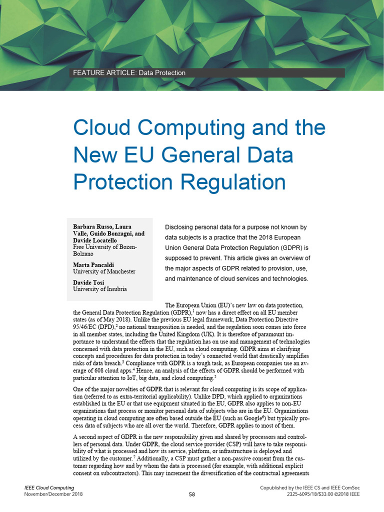 Cloud Computing and the New EU General Data Protection Regulation | PDF ...