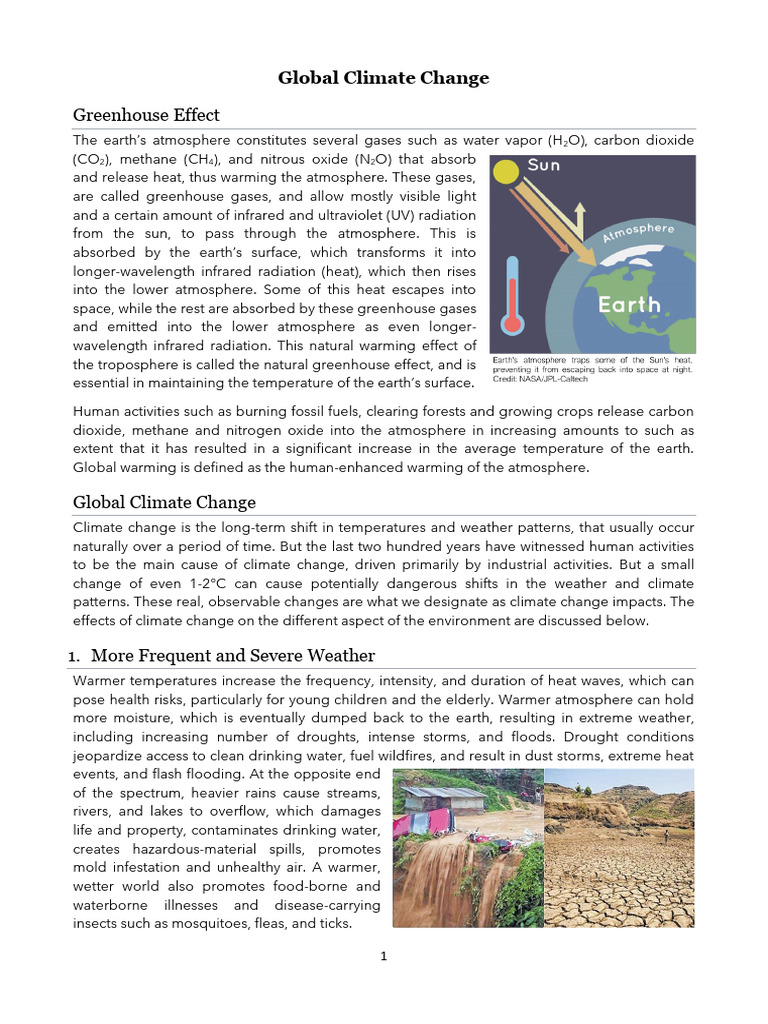 1.Global Climate Change Greenhouse Effect Notes | PDF | Climate Change ...