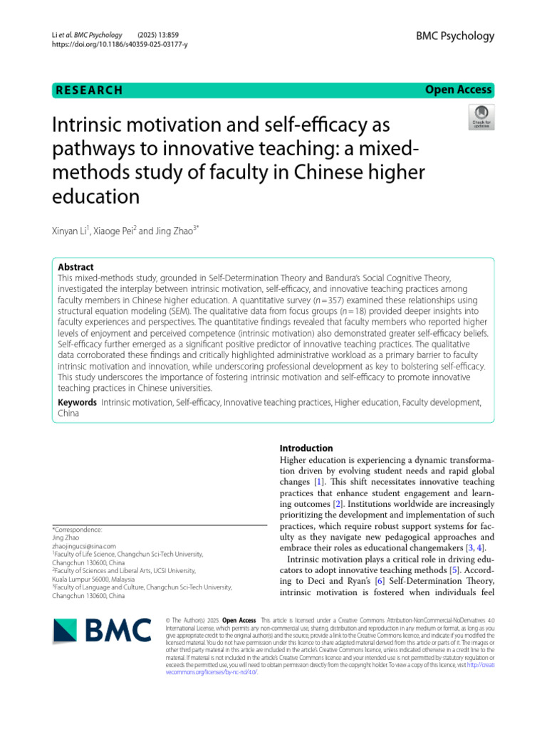 40359_2025_Article_3177 | PDF | Self Efficacy | Motivational