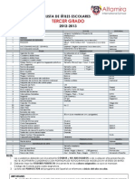 LISTA DE TEXTOS Y ÚTILES - 3° GRADO 2012-2013