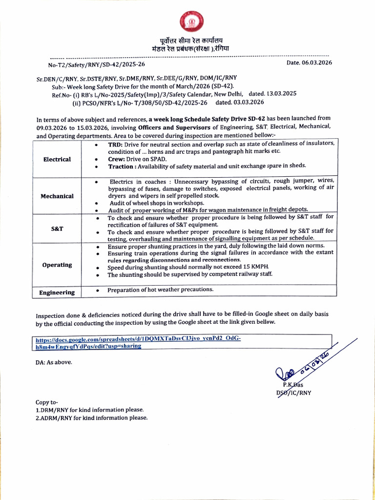 Letter of Schedule Safety Drive SD - 42 | PDF | Electric Power ...