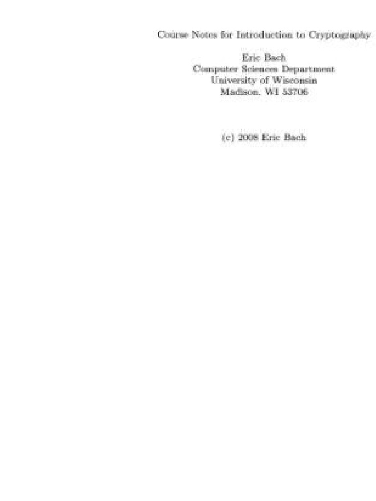 Course Notes For Introduction To Cryptography Bach E | PDF | Virtue ...