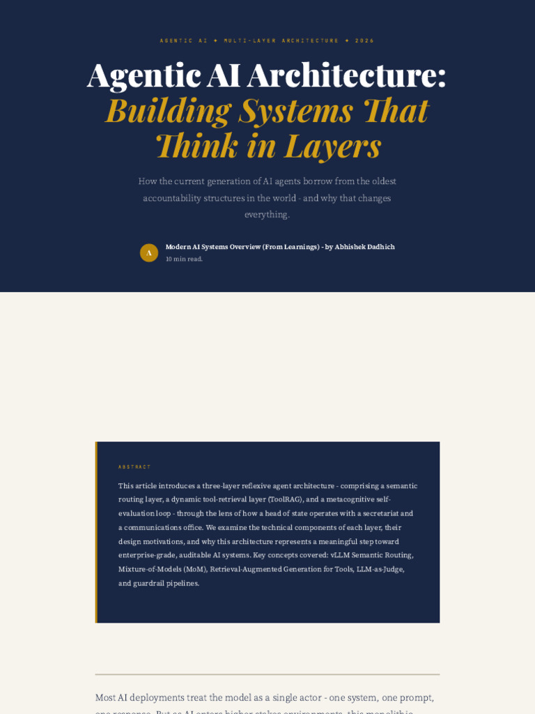 Agentic AI Architecture - Systems That Think in Layers v1 | PDF ...