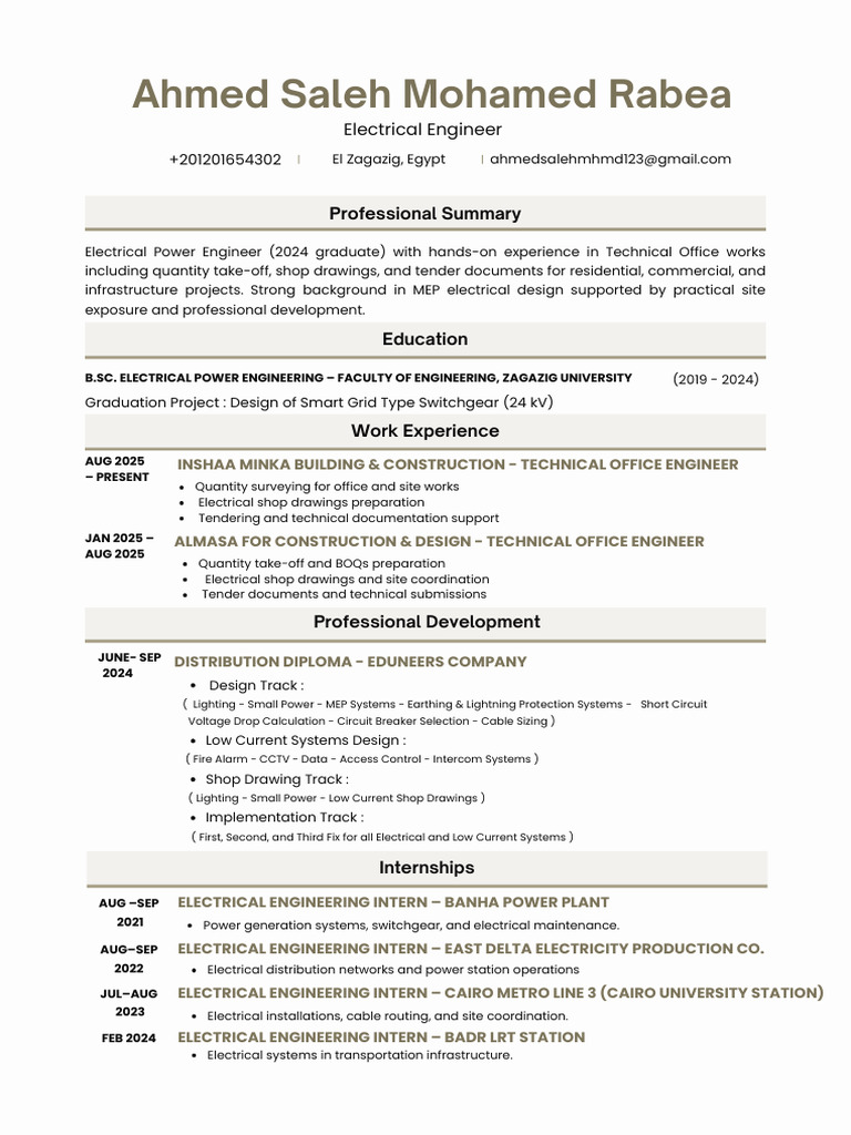 Electrical Power Engineer CV | PDF | Electricity | Electrical Engineering