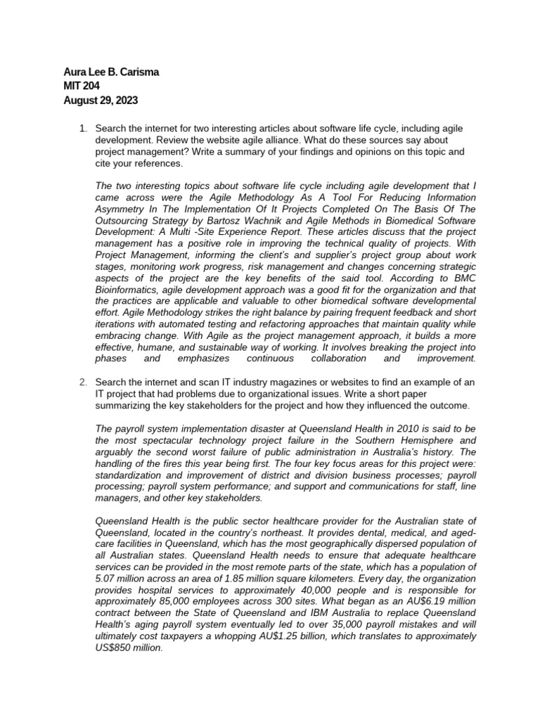 MIT 204 Web Research | PDF | Agile Software Development | Project ...