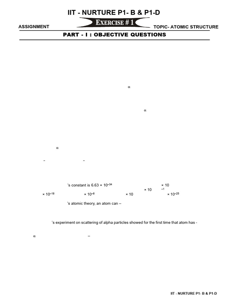 Atomic Structure Assignment | PDF | Electron | Atomic Nucleus