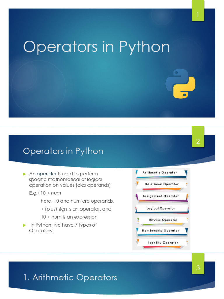 2.4 Operators in Python | PDF | Boolean Data Type | Software Engineering