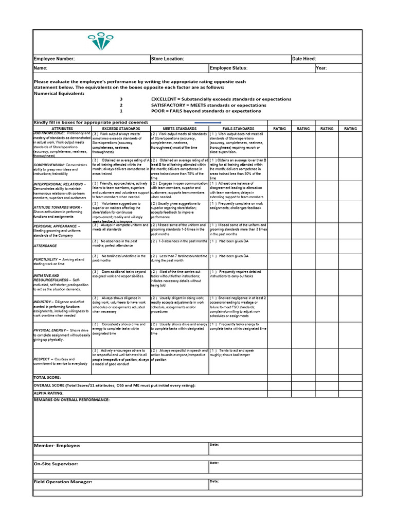 ME and CIC Performance Appraisal Form New Back To Back 1 | PDF ...