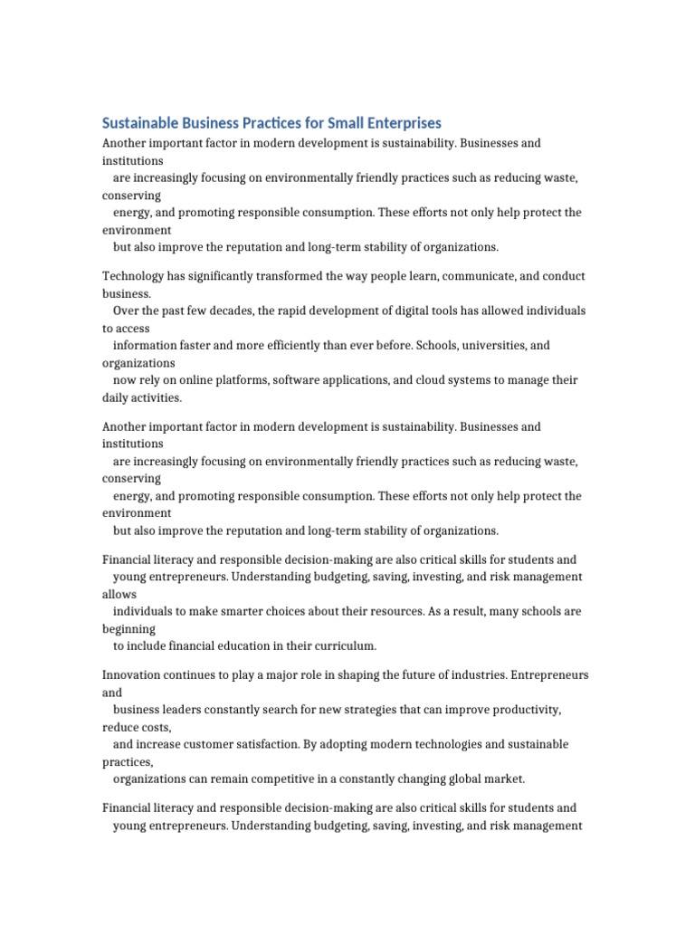 Random Document 2 | PDF | Sustainability | Financial Literacy