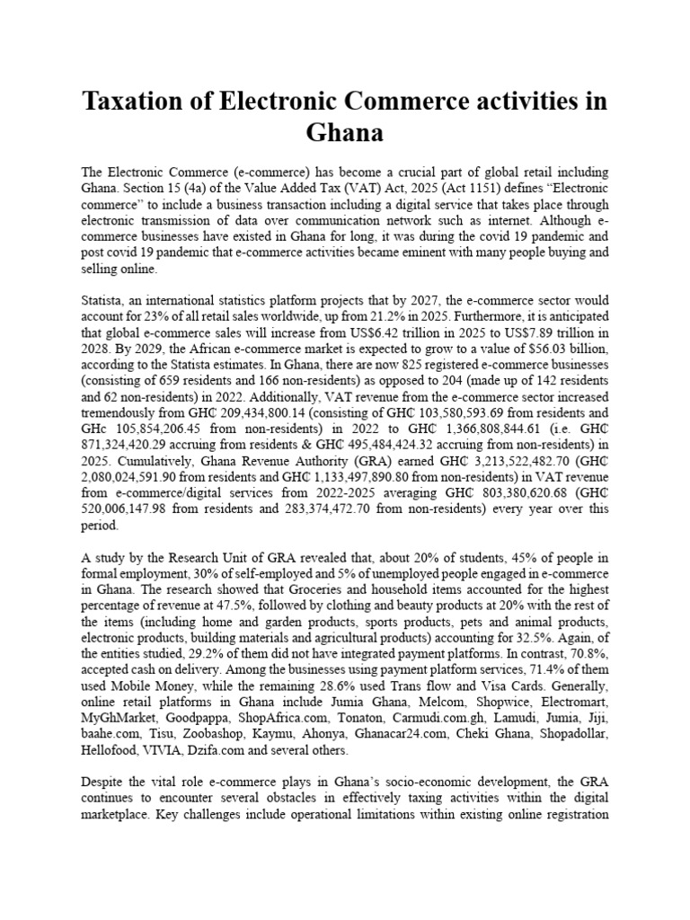 Taxation of Electronic Commerce Activities in Ghana | PDF | E Commerce ...