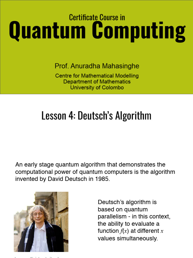 Deutsch Note Merged | PDF | Function (Mathematics) | Models Of Computation