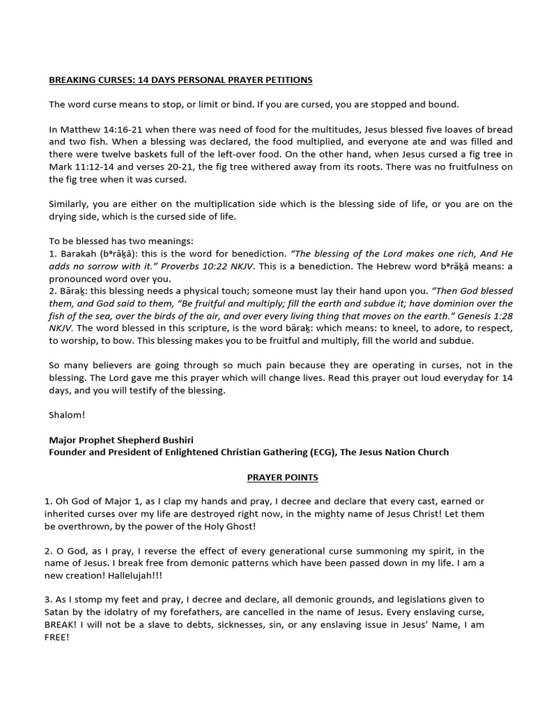 14 DAYS PERSONAL CURSE BREAKING PRAYERS-1_240722_223620 (2) | PDF ...