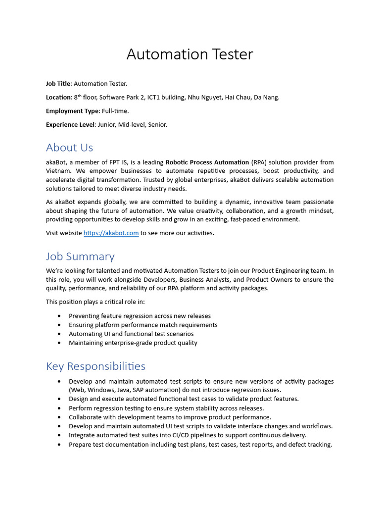AkaBot Automation Tester | PDF | Software Testing | Automation