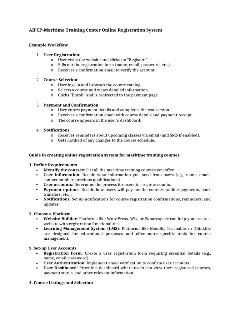 Online Registration System for Maritime Training Courses | PDF ...